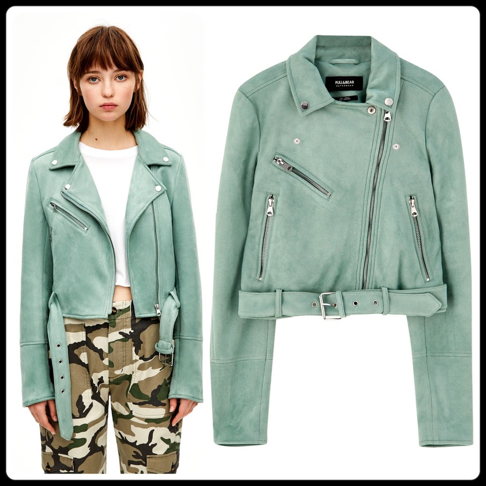🆕Pull&Bear Faux suede biker jacket - Picture 1 of 7